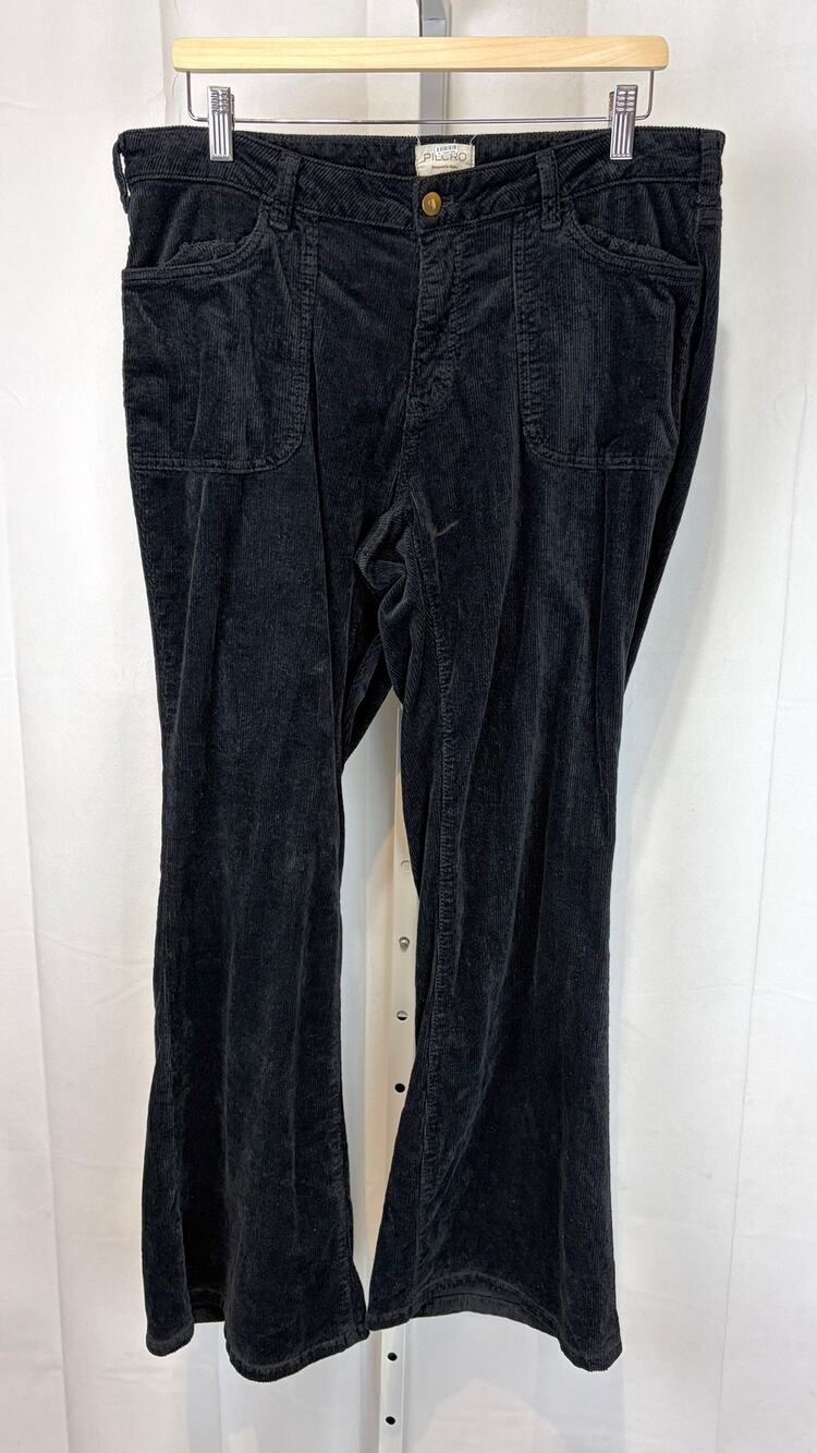 PILCRO Anthropologie Boot Cut Flare Corduroy Pants Zip Fly Black Size 16W Plus